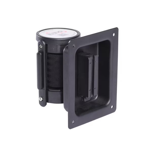 WallPro Recessed Unit, Black, 10' Brown Belt, Queue Solutions, Mfr#: WPRU-B-BN100